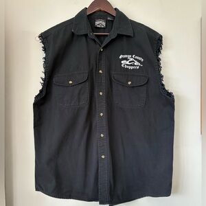 Orange County Choppers Black Cut Off Shirt Vest Y2K Sleeveless Biker Size XL
